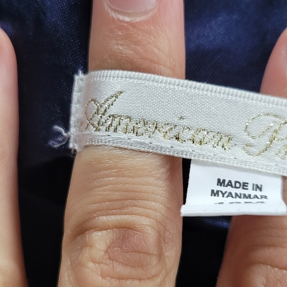 American Princess Royal Blue Layed Diaper Cover Dress White Embroidered Details - Picture 10 of 15